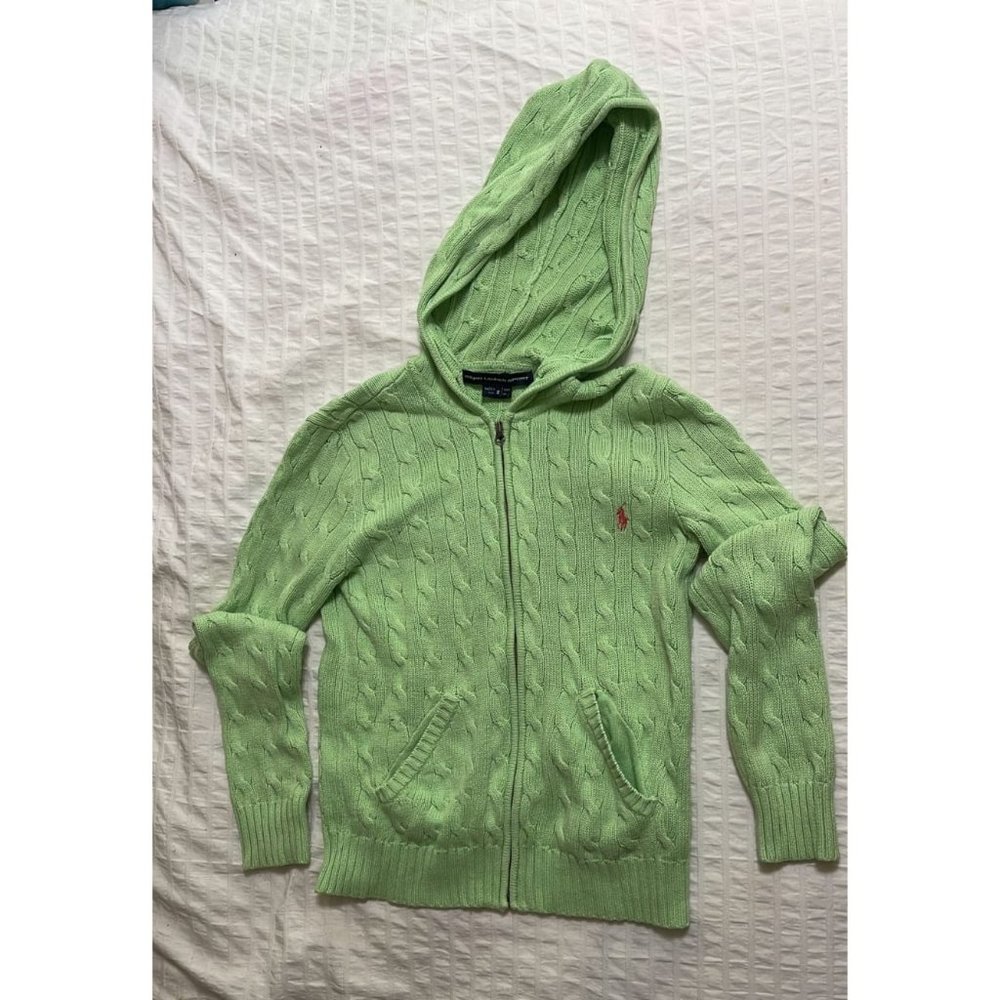 CABLE-KNIT WOOL ZIPPERED WITH CAP RALPH LAUREN